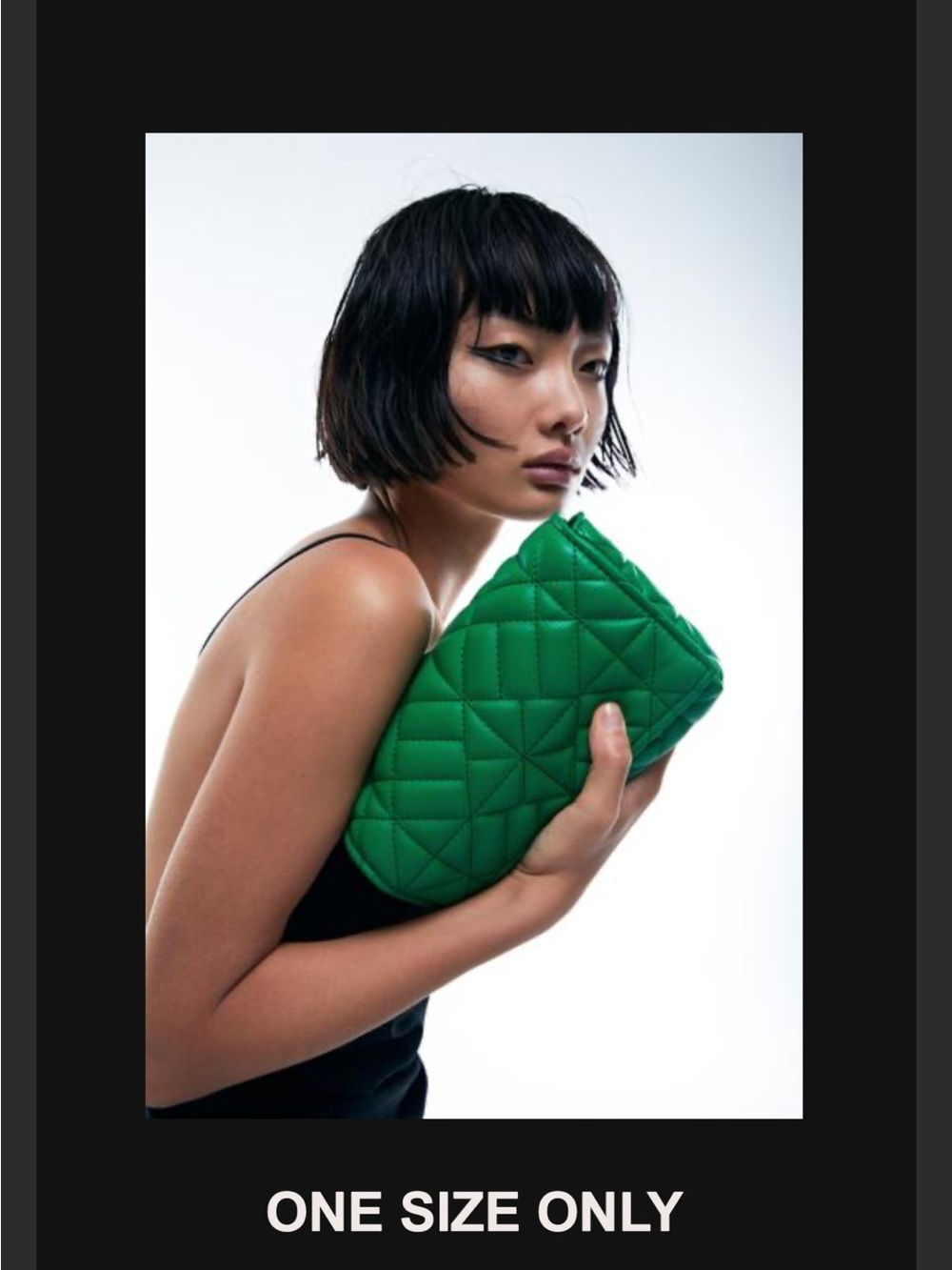 Zara Green Quilted Clutch Bag/shoulder bag